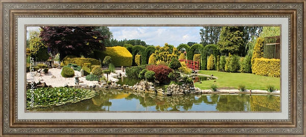 Постер Японский сад с прудом с типом исполнения На холсте в раме в багетной раме 595.M52.330