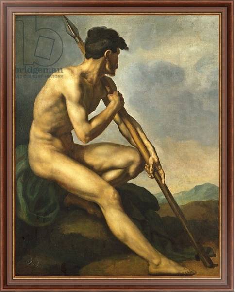 Постер Nude Warrior with a Spear, c.1816 с типом исполнения На холсте в раме в багетной раме 35-M719P-83
