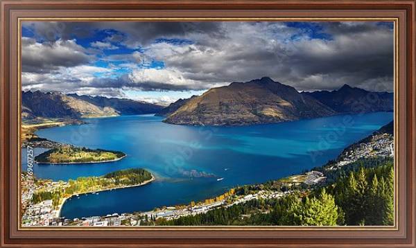 Постер Озеро Уакатипу, Новая Зеландия с типом исполнения На холсте в раме в багетной раме 35-M719P-83