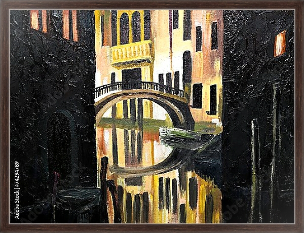 Постер Венецианский мостик с типом исполнения На холсте в раме в багетной раме 221-02