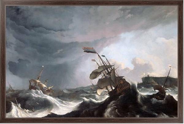 Постер Ships in Distress in a Heavy Storm с типом исполнения На холсте в раме в багетной раме 221-02