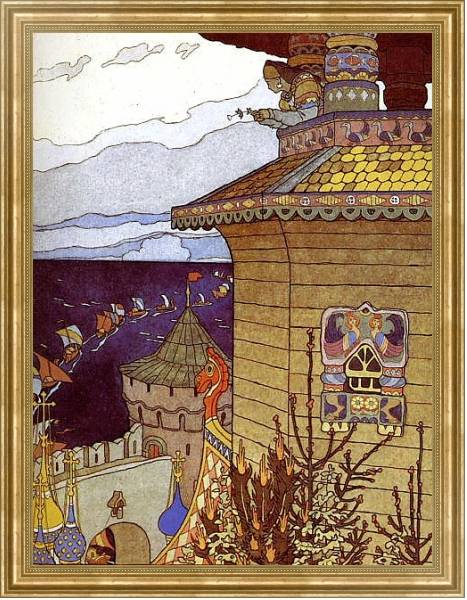Постер Княгиня на теремной башне с типом исполнения На холсте в раме в багетной раме NA033.1.051