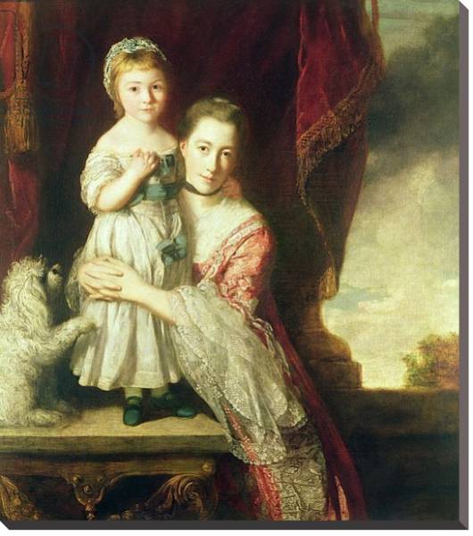 Постер Georgiana, Countess Spencer with Lady Georgiana Spencer, 1759-61 с типом исполнения На холсте без рамы