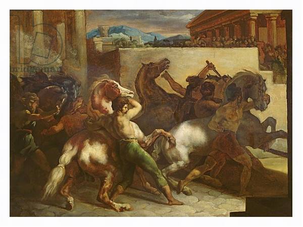 Постер The Wild Horse Race at Rome, c.1817 с типом исполнения На холсте в раме в багетной раме 221-03