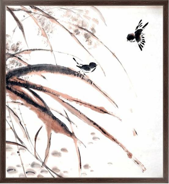 Постер Живопись в китайском стиле 3 с типом исполнения На холсте в раме в багетной раме 221-02