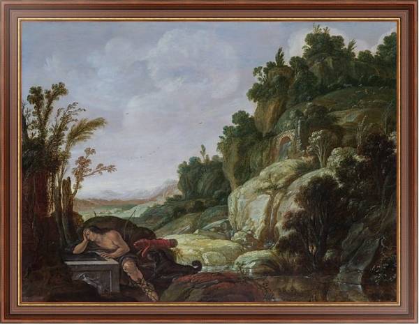 Постер Горный пейзаж с Нарциссом с типом исполнения На холсте в раме в багетной раме 35-M719P-83