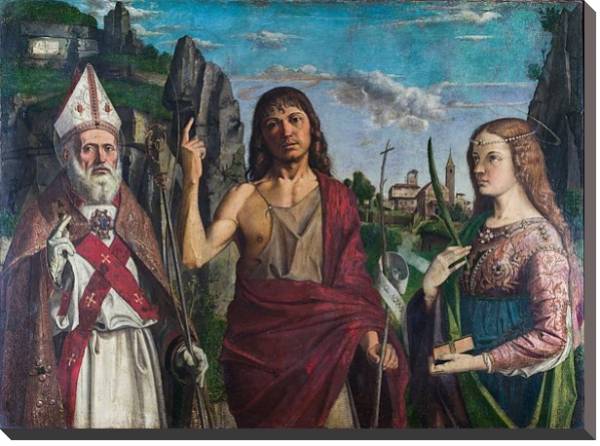 Постер Святой Зено, Иоанн Креститель и женщина-мученик с типом исполнения На холсте без рамы