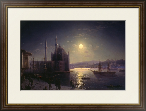 Постер Лунная ночь на Босфоре с типом исполнения Под стеклом в багетной раме 1.023.036