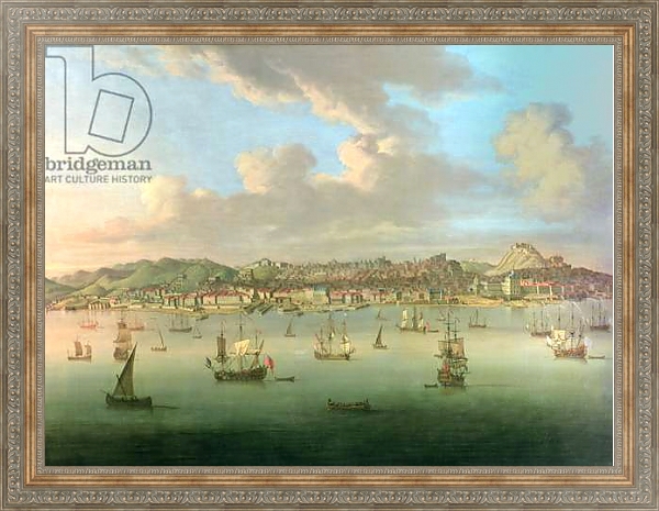 Постер The British Fleet Sailing into Lisbon Harbour, 1735 с типом исполнения На холсте в раме в багетной раме 484.M48.310