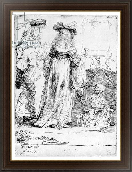 Постер Death appearing to a wedded couple from an open grave, 1639 с типом исполнения На холсте в раме в багетной раме 1.023.151