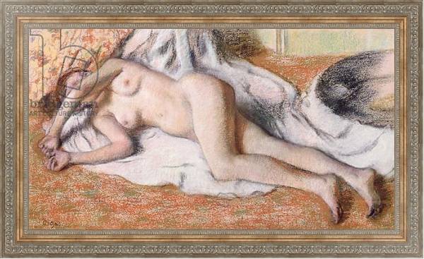 Постер After the Bath or, Reclining Nude, c.1885 с типом исполнения На холсте в раме в багетной раме 484.M48.310