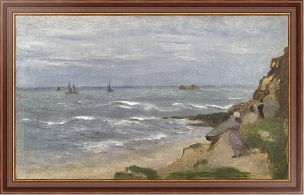 Постер Морской пейзаж с людьми на скалах с типом исполнения На холсте в раме в багетной раме 35-M719P-83