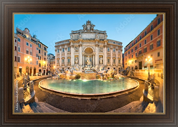 Постер Италия, Рим, фонтан Треви с типом исполнения На холсте в раме в багетной раме 1.023.151