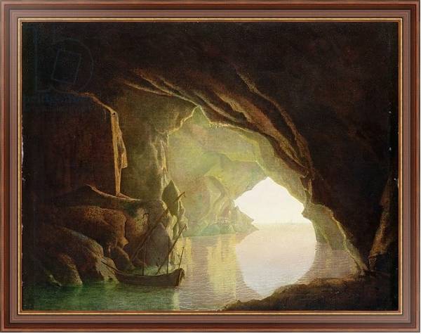 Постер A Grotto in the Gulf of Salerno, Sunset, c.1780-1 с типом исполнения На холсте в раме в багетной раме 35-M719P-83