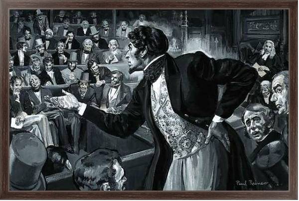 Постер Benjamin Disraeli during his maiden speech to Parliament с типом исполнения На холсте в раме в багетной раме 221-02