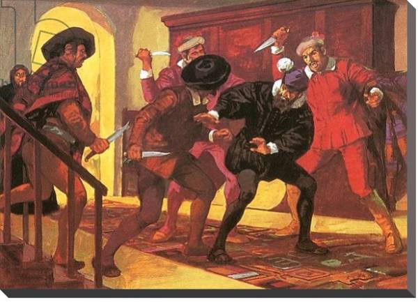 Постер Pizarro dying at the hands of his rebellious soldiers с типом исполнения На холсте без рамы