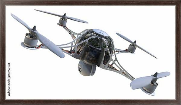 Постер Квадрокоптер с камерой с типом исполнения На холсте в раме в багетной раме 221-02