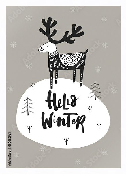 Постер Hello winter с типом исполнения На холсте в раме в багетной раме 221-03