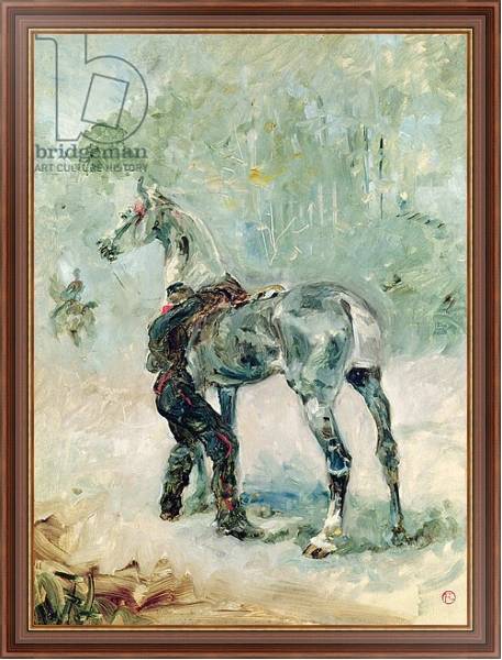 Постер Artilleryman Saddling his Horse, 1879 с типом исполнения На холсте в раме в багетной раме 35-M719P-83