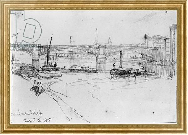 Постер Sketch of London Bridge, 1860 с типом исполнения На холсте в раме в багетной раме NA033.1.051
