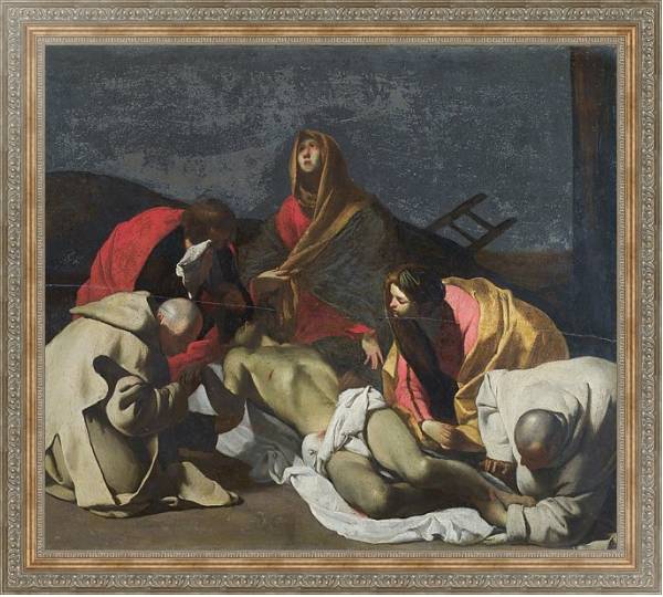 Постер Монахи и женщины молятся над мертвым Христом с типом исполнения На холсте в раме в багетной раме 484.M48.310
