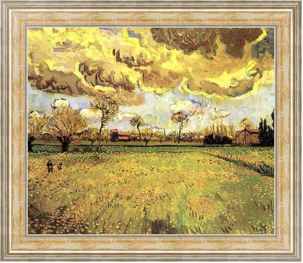 Постер Пейзаж под грозовым небом с типом исполнения На холсте в раме в багетной раме NA053.0.115