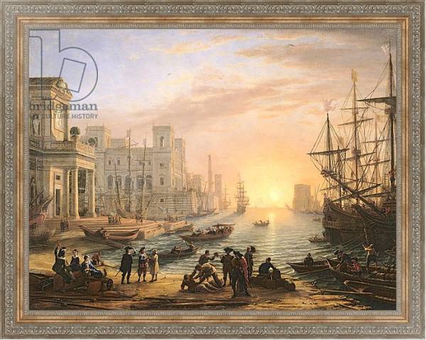 Постер Sea Port at Sunset, 1639 с типом исполнения На холсте в раме в багетной раме 484.M48.310