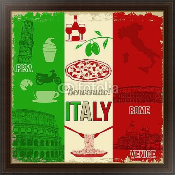 Постер Вкус Италии 2 с типом исполнения На холсте в раме в багетной раме 1.023.151