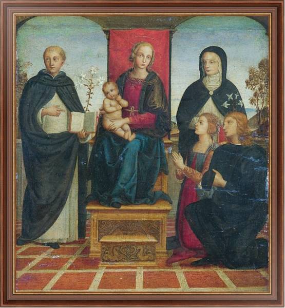Постер Дева Мария с младенцем со Святыми 2 с типом исполнения На холсте в раме в багетной раме 35-M719P-83