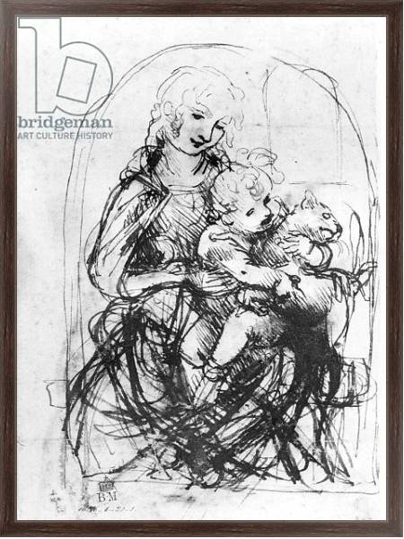 Постер Study for a Madonna with a Cat, c.1478-80 2 с типом исполнения На холсте в раме в багетной раме 221-02