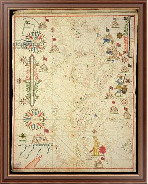 Постер The Mediterranean Basin, from a nautical atlas, 1646 с типом исполнения На холсте в раме в багетной раме 35-M719P-83