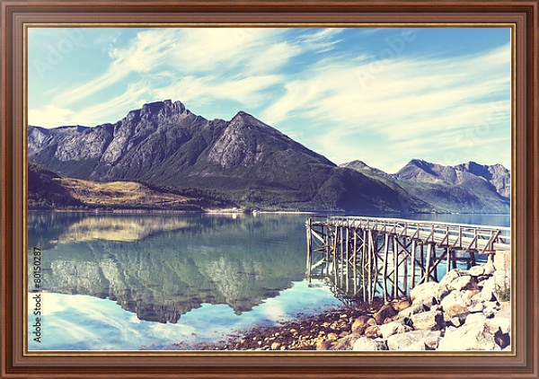 Постер Горное озеро, Норвегия с типом исполнения На холсте в раме в багетной раме 35-M719P-83
