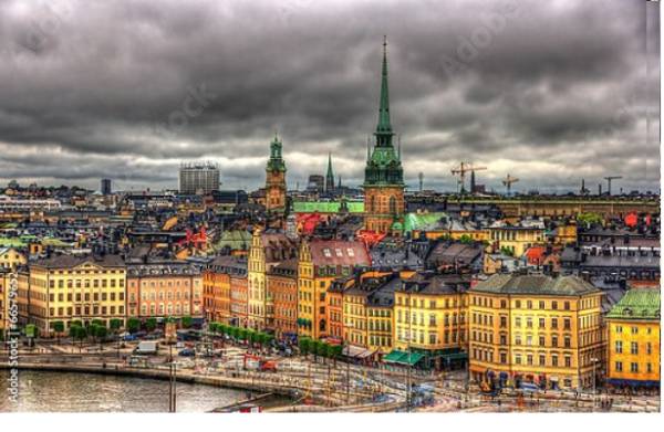 Постер Швеция, Стокгольм. Вид на город с типом исполнения На холсте без рамы