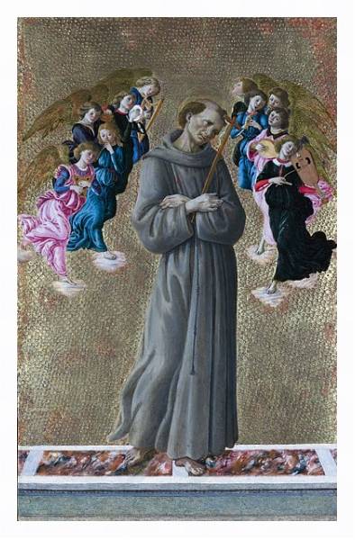 Постер Святой Франсис из Ассизи с Ангелами с типом исполнения На холсте в раме в багетной раме 221-03