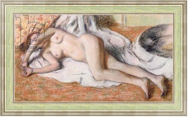 Постер After the Bath or, Reclining Nude, c.1885 с типом исполнения На холсте в раме в багетной раме NA053.0.113