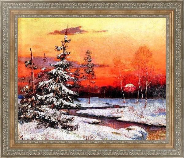 Постер Зимний пейзаж 7 с типом исполнения На холсте в раме в багетной раме 484.M48.310
