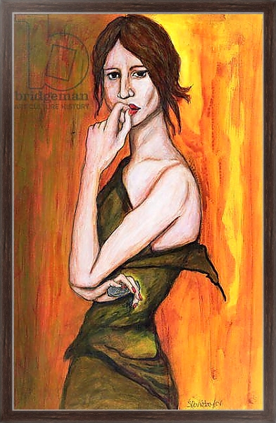 Постер Green Dress and Mobile Phone, 2006 с типом исполнения На холсте в раме в багетной раме 221-02