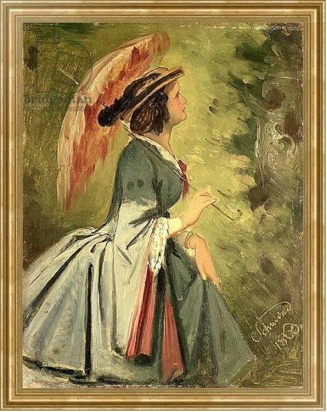 Постер Portrait of Anna, the artist's daughter, 1860 с типом исполнения На холсте в раме в багетной раме NA033.1.051