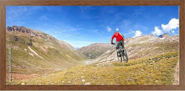 Постер Скоростной спуск на горном велосипеде с типом исполнения На холсте в раме в багетной раме 1727.4310