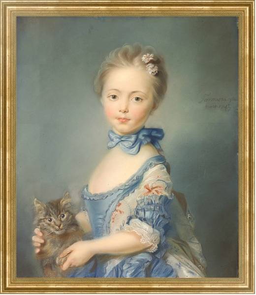 Постер Девочка с котенком с типом исполнения На холсте в раме в багетной раме NA033.1.051