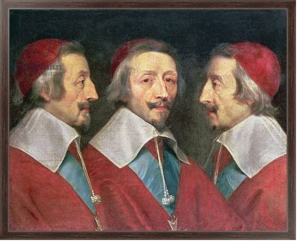 Постер Triple Portrait of the Head of Richelieu, 1642 с типом исполнения На холсте в раме в багетной раме 221-02