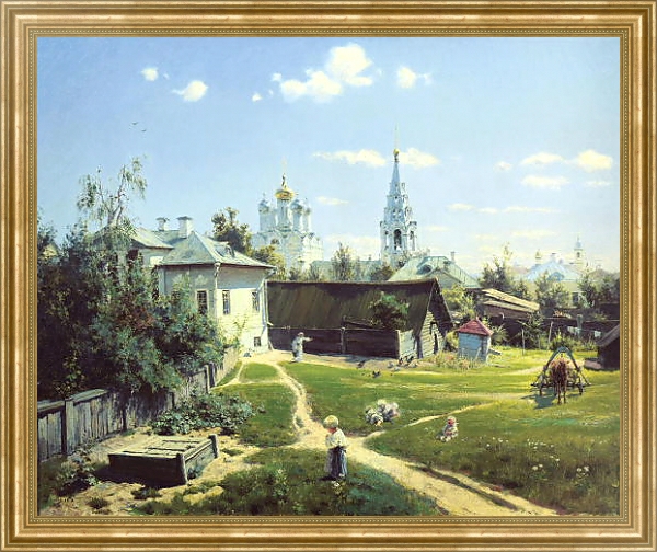 Постер Московский дворик 2 с типом исполнения На холсте в раме в багетной раме NA033.1.051