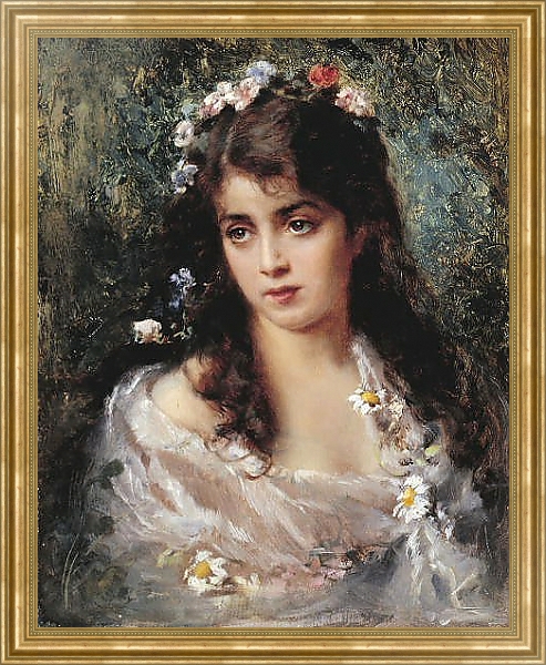 Постер Девушка в костюме Флоры с типом исполнения На холсте в раме в багетной раме NA033.1.051