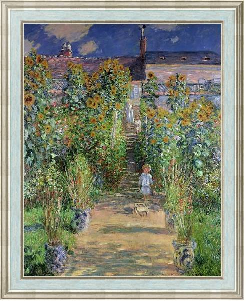 Постер Monet's garden at V?theuil с типом исполнения На холсте в раме в багетной раме NA053.0.114