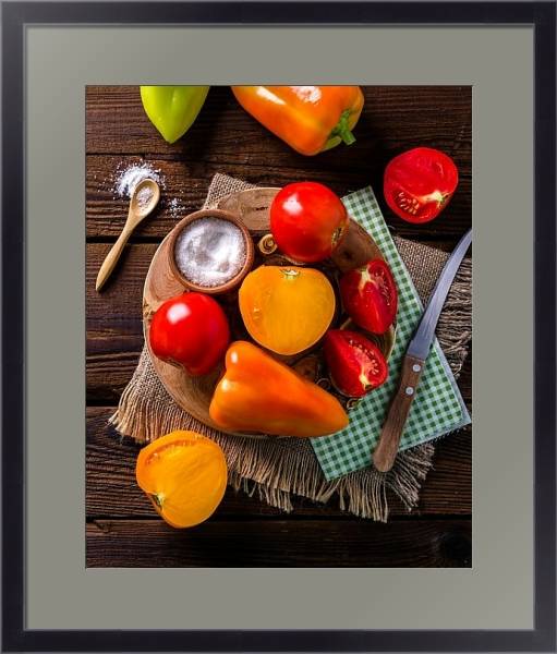 Постер Помидоры и сладкий перец с типом исполнения Под стеклом в багетной раме 221-01