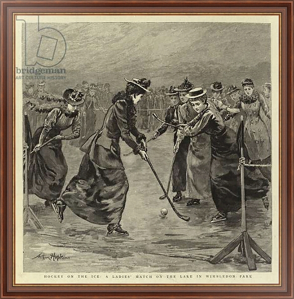 Постер Hockey on the Ice, a Ladies' Match on the Lake in Wimbledon Park с типом исполнения На холсте в раме в багетной раме 35-M719P-83
