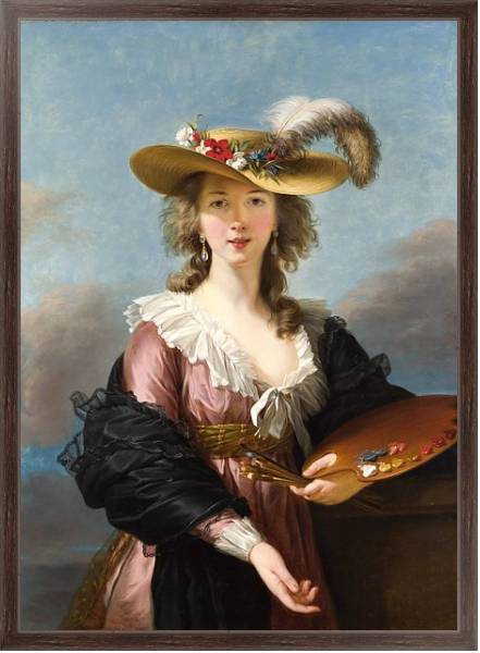 Постер Автопортрет в соломенной шляпе с типом исполнения На холсте в раме в багетной раме 221-02