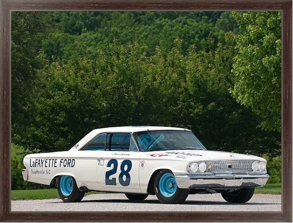 Постер Ford Galaxie 500XL 427 Lightweight NASCAR Race Car '1963 с типом исполнения На холсте в раме в багетной раме 221-02