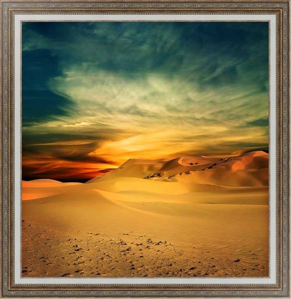 Постер Закат в пустыне 2 с типом исполнения На холсте в раме в багетной раме 595.M52.330