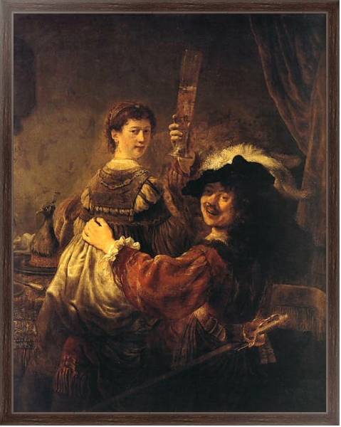 Постер Автопортрет с Саскией на коленях с типом исполнения На холсте в раме в багетной раме 221-02